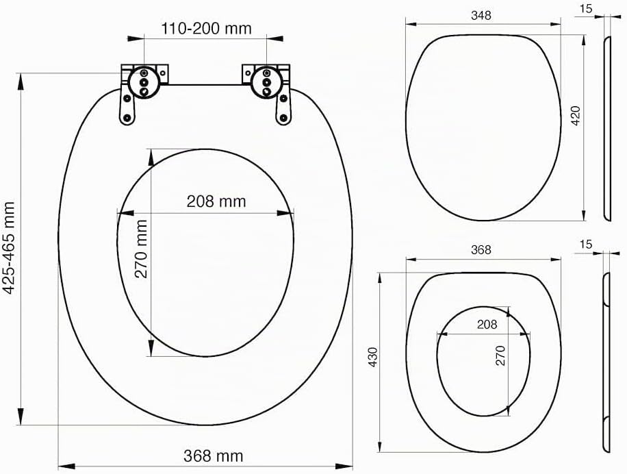 Tiger Toilettensitz Baya, Holz, Farbe: Lavagrau, Metallbefestigung,385x475x50 mm