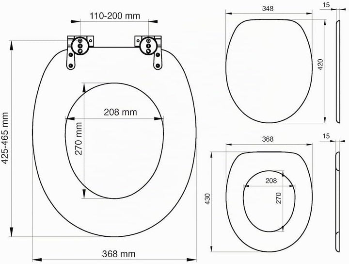 Tiger Toilettensitz Baya, Holz, Farbe: Lavagrau, Metallbefestigung,385x475x50 mm
