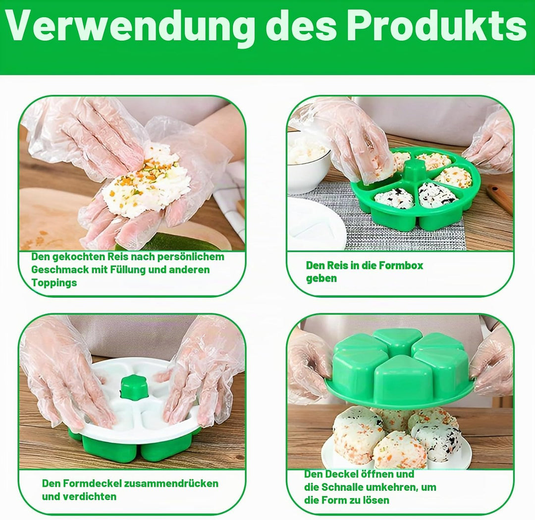 Nizirioo Dreieckig Sushi Set Onigiri Maker Antihaft Onigiri Form Sushi Werkzeuge mit Ölpinsel, 6 in