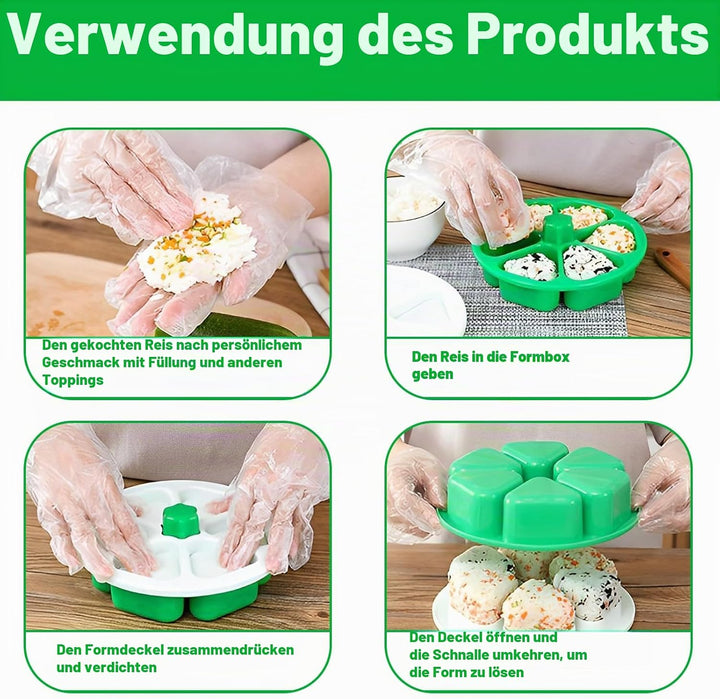 Nizirioo Dreieckig Sushi Set Onigiri Maker Antihaft Onigiri Form Sushi Werkzeuge mit Ölpinsel, 6 in