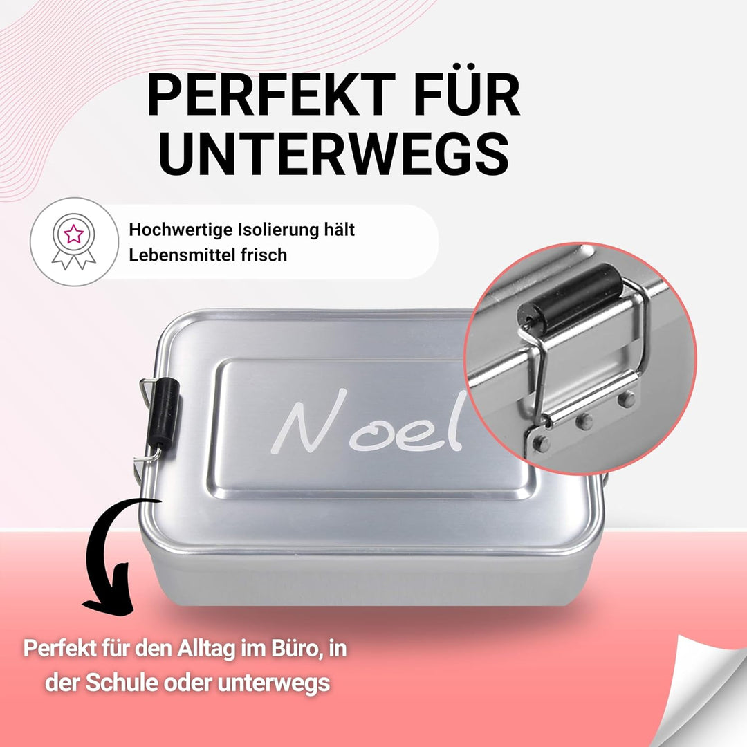 Personalisierte Brotdose 1000 ml Aluminium - Geschenkidee für Klein &amp; Gross | Brotzeitbox, Jausenbox