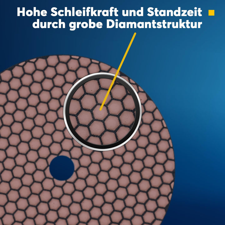 EDW Profi Diamant-Schleifpad für Trockenschliff, D = 230 mm, Körnung 1500, Klettaufnahme, für Naturs