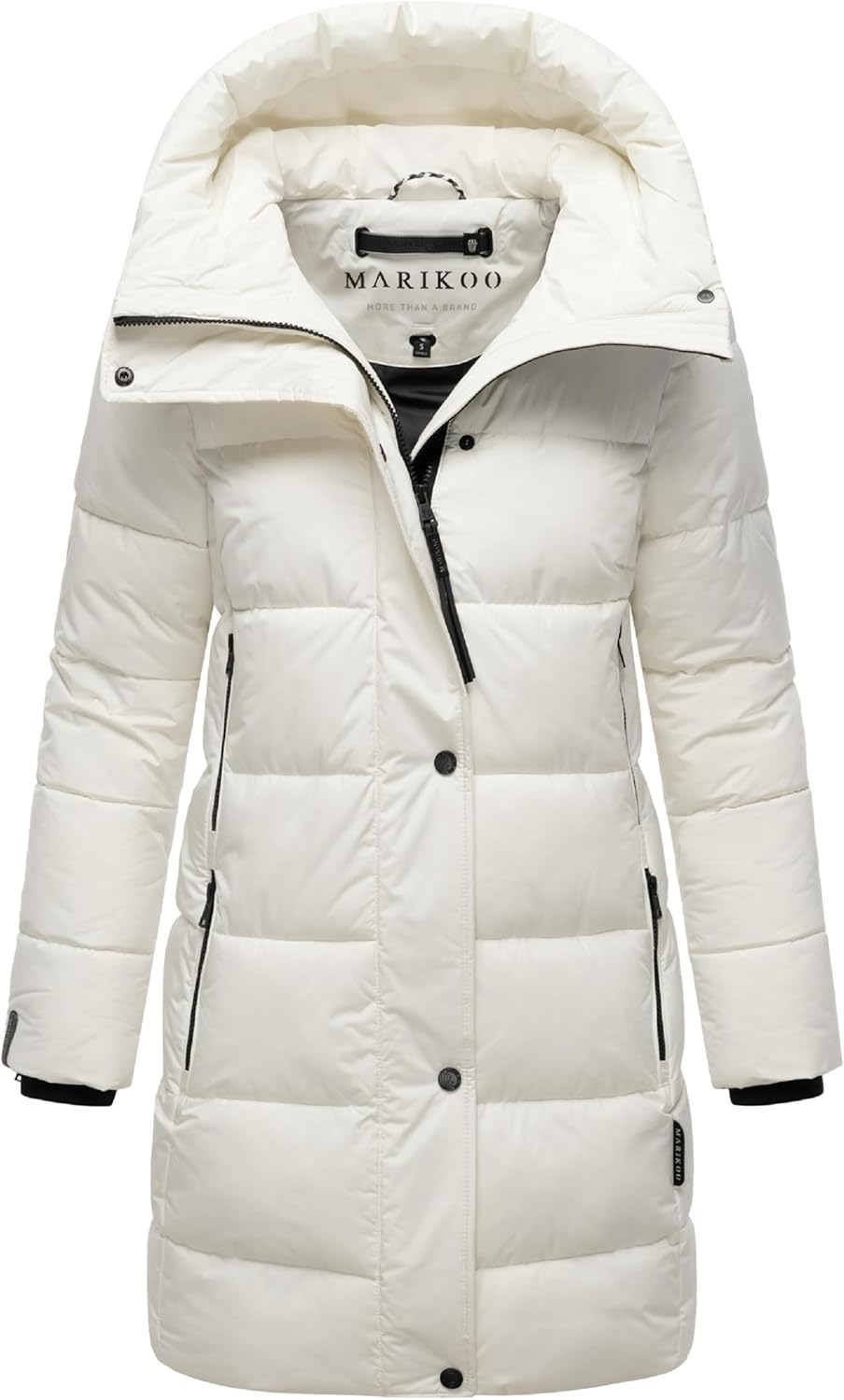 MARIKOO Damen Wintermantel warmer Steppmantel lang mit Kapuze und hohem Kragen Karumikoo XVI XS-5XL