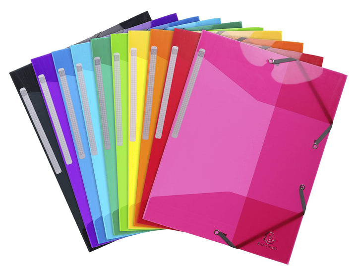 Exacompta 55670E Packung (mit 10 Sammelmappen Iderama PP 500µ, Gummizug, 3 Klappen, 24 x 32 cm ideal