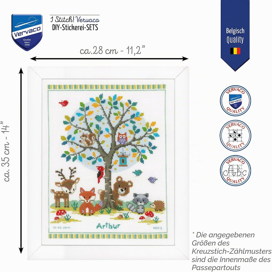 Vervaco Zählmuster Im Wald Zählmusterpackung-Stickpackung im gezählten Kreuzstich, Baumwolle, Mehrfa