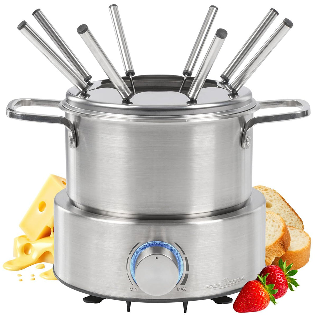 ProfiCook® Fondue elektrisch | für Öl-Fondue, Schokofondue und Käsefondue | inkl. 8 Fonduegabeln | 1