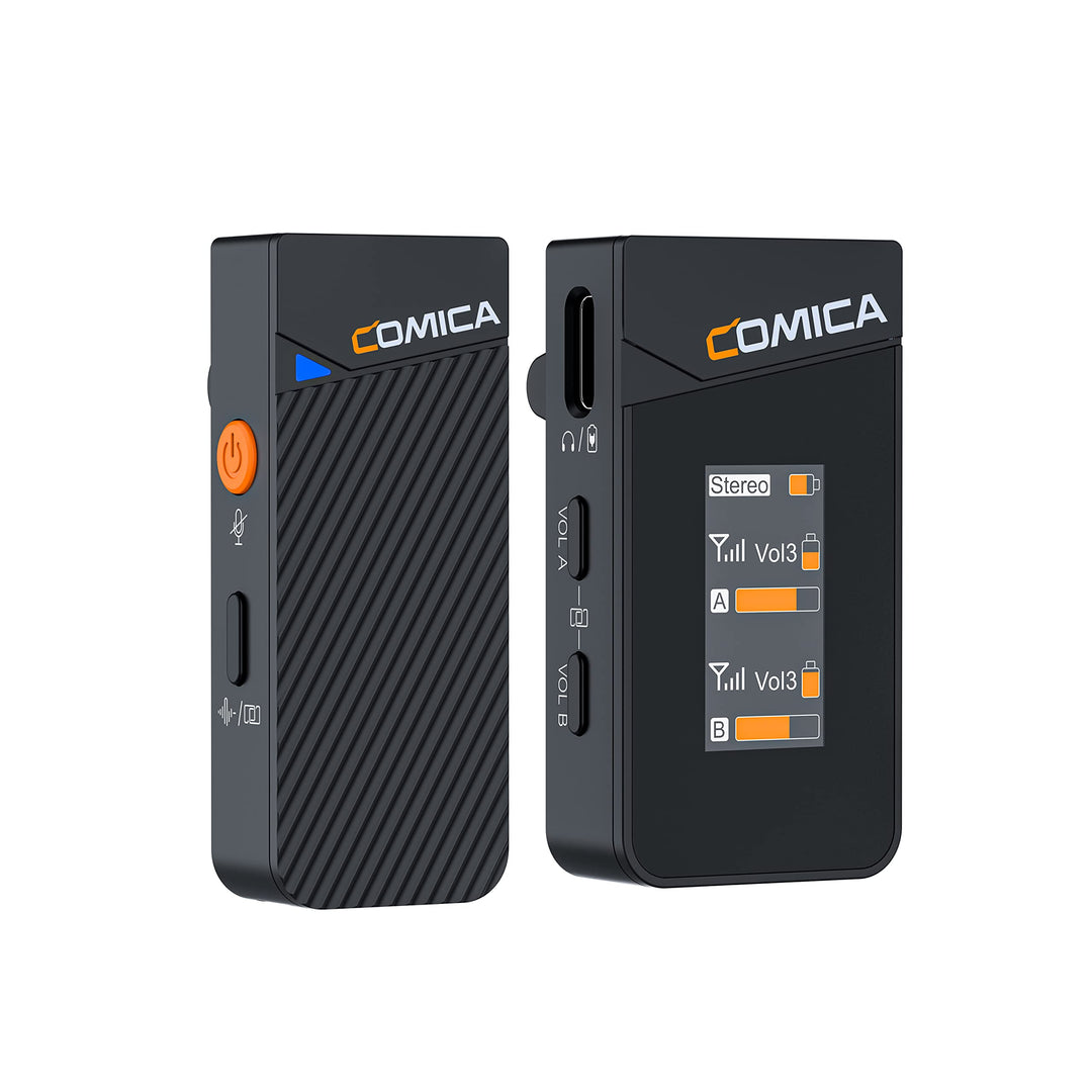 comica Vimo C1 Drahtloses Lavalier Mikrofon mit Noise Cancellation, 2.4G Funkmikrofon Ansteckmikrofo