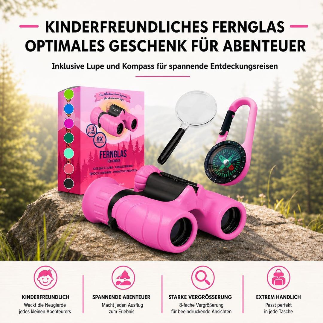 Fernglas für Kinder - Geschenk für kleine Jungen und Mädchen zu Weihnachten - Starke Vergrösserung 8