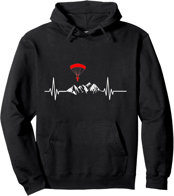Paragleiter Paragleiten Fallschirm Herzschlag Berge Pullover Hoodie