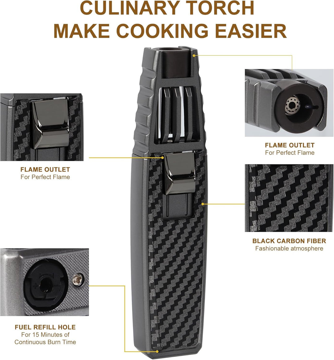 Butan Fackel Feuerzeug, Nachfüllbare Küche Kochen Fackel Windproof Fackel Schlag Fackel zum Backen C