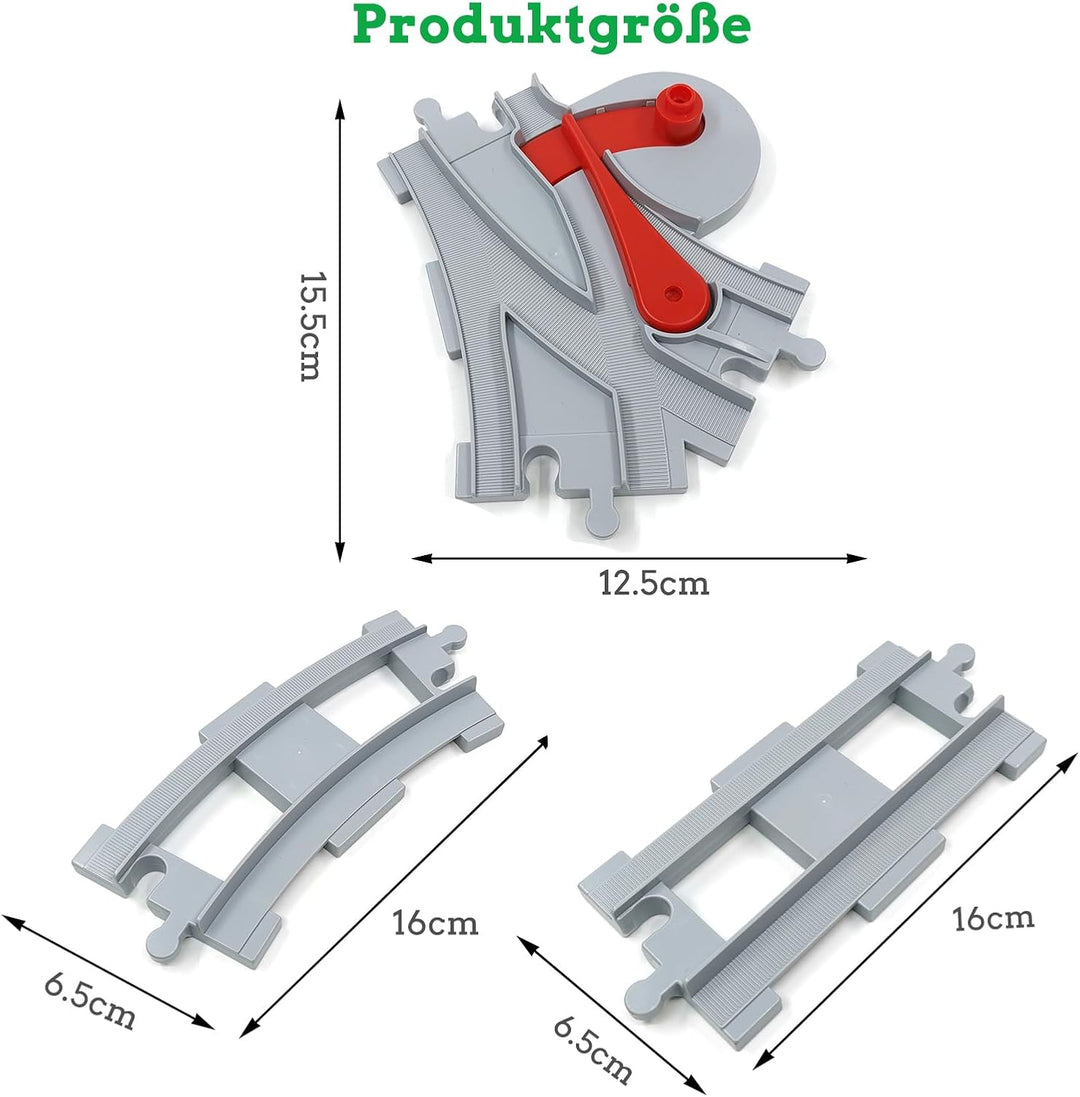 Cabeeskii Bausteine Zug Schienen Set, Spielzeug Eisenbahnschienen,bestehend aus Cross Track Gerade,