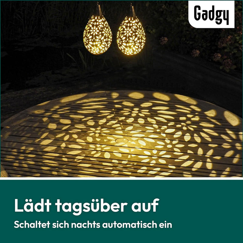 Gadgy Solarlampen Für Aussen Hängend | 2 Stück | Orientalische Laterne für Garten und Balkon | Hänge