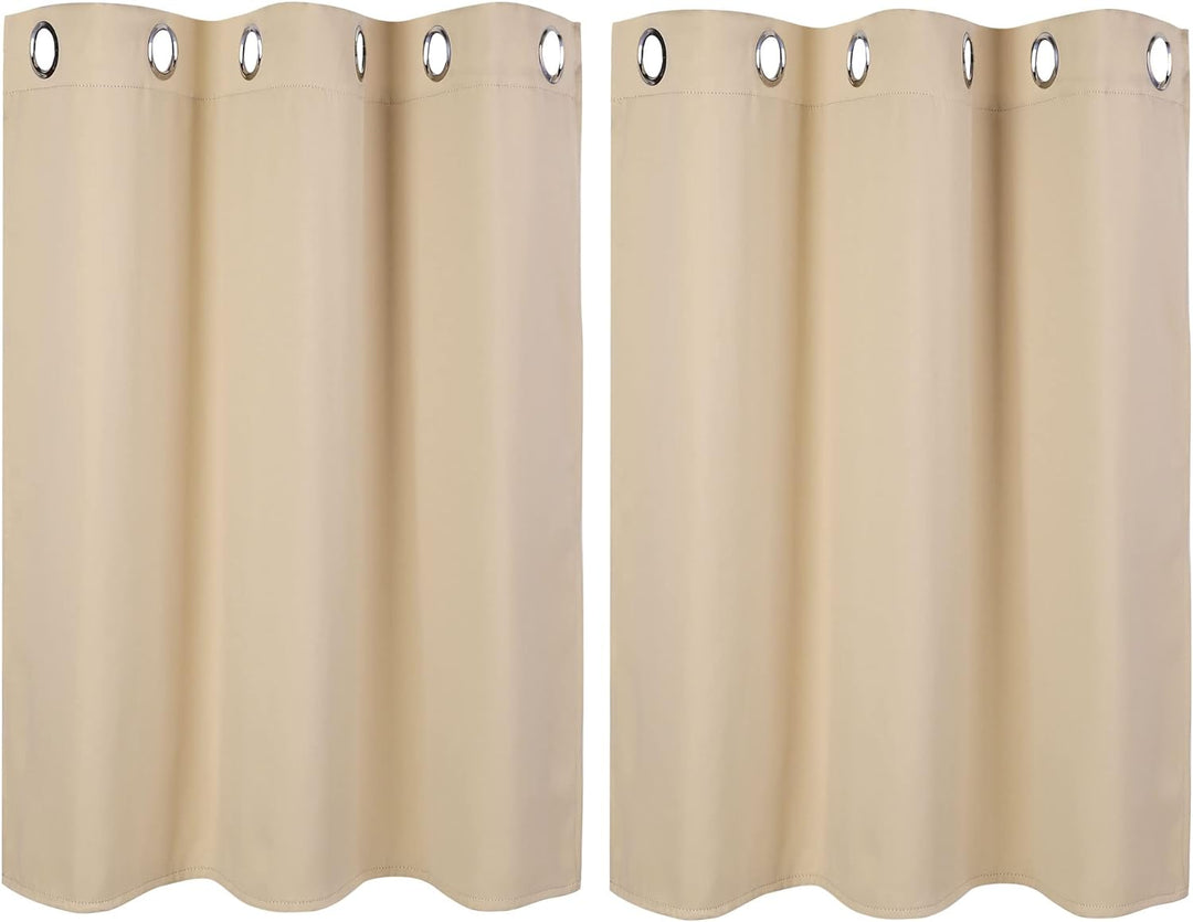 PiccoCasa 2er Set Gardine für Küche Polyester Scheibengardine Kurzgardine Blickdicht Kleine Gardine