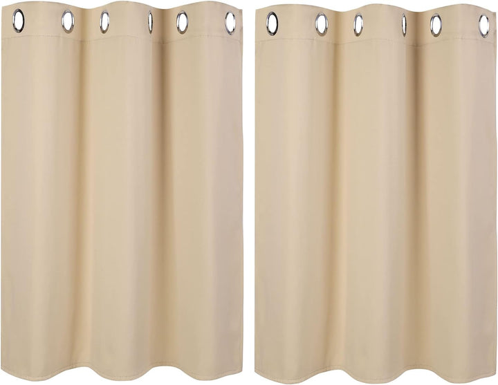 PiccoCasa 2er Set Gardine für Küche Polyester Scheibengardine Kurzgardine Blickdicht Kleine Gardine