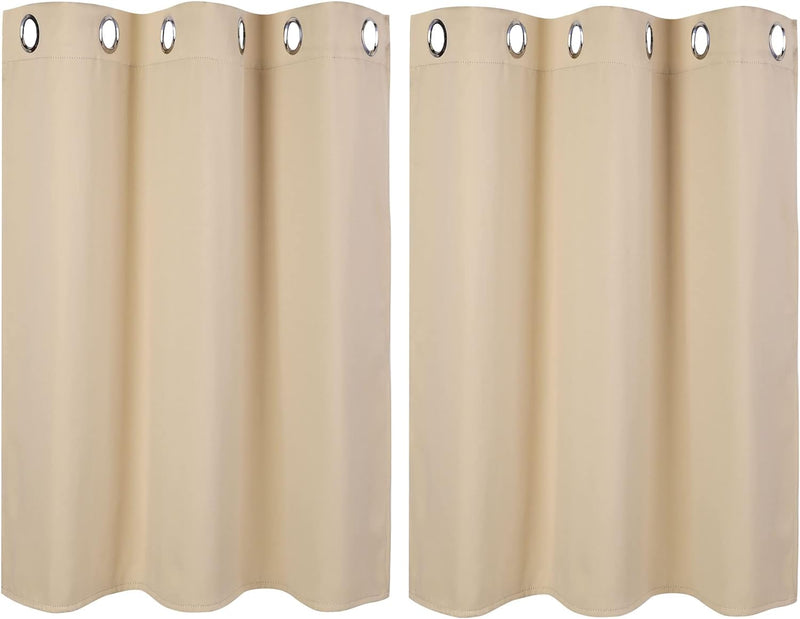 PiccoCasa 2er Set Gardine für Küche Polyester Scheibengardine Kurzgardine Blickdicht Kleine Gardine