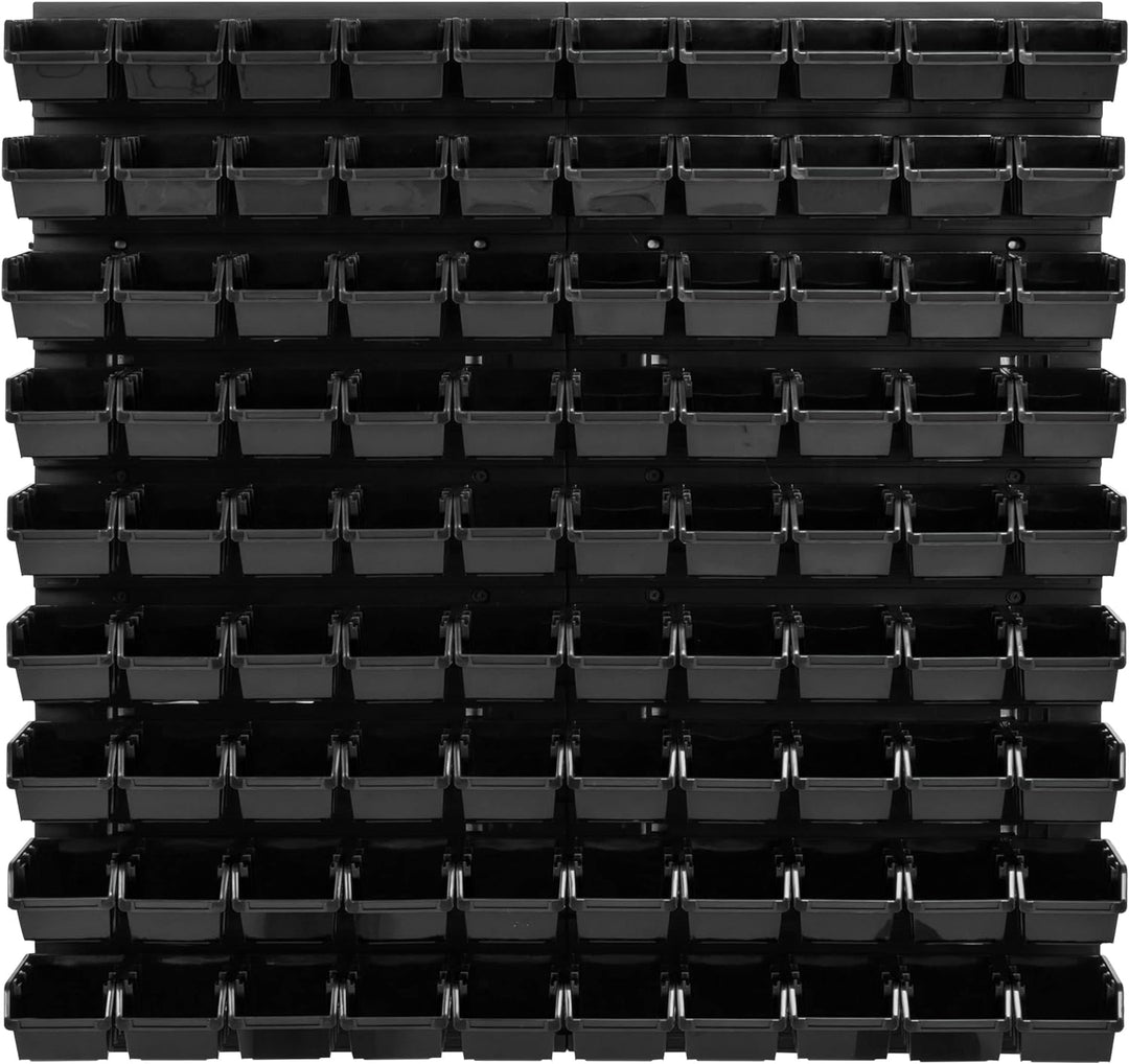 Lagersystem Werkstattregal | 78 x 78 cm | 90 stck. Box | Wandregal mit Stapelboxen - Wandplatten Ext