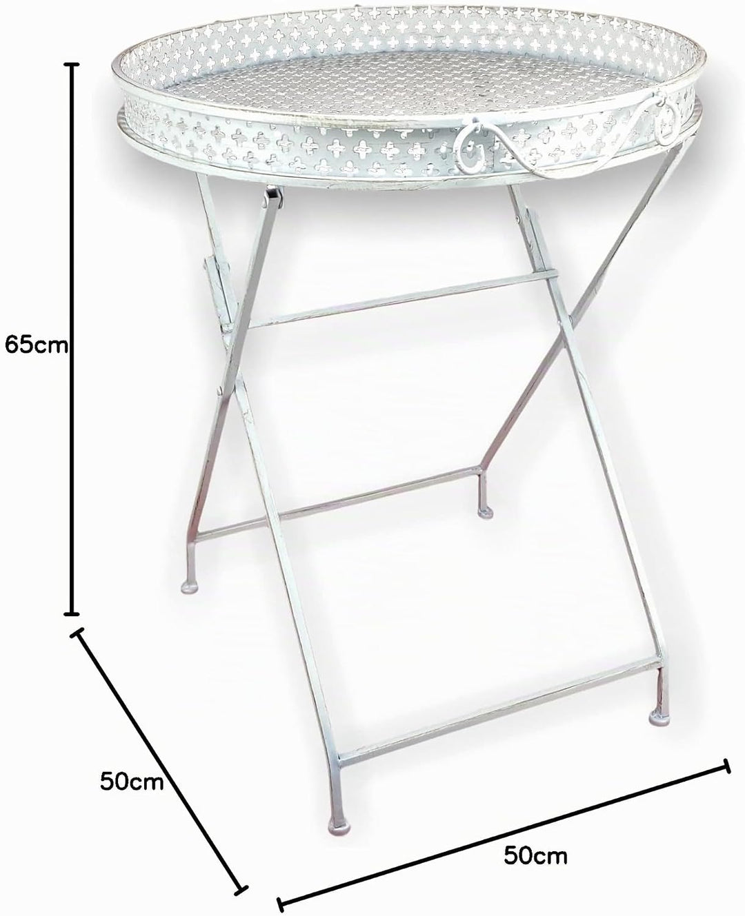 Stehtablett Beistelltisch Klapptisch Klapptablett rund aus Metall – Tisch klappbar für Indoor und Ou