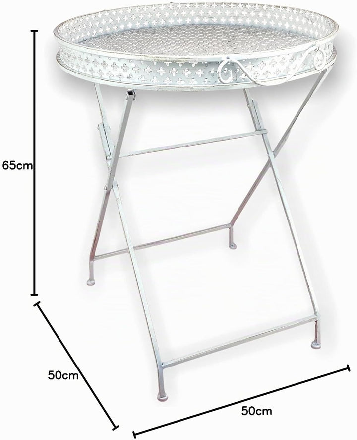 Stehtablett Beistelltisch Klapptisch Klapptablett rund aus Metall – Tisch klappbar für Indoor und Ou