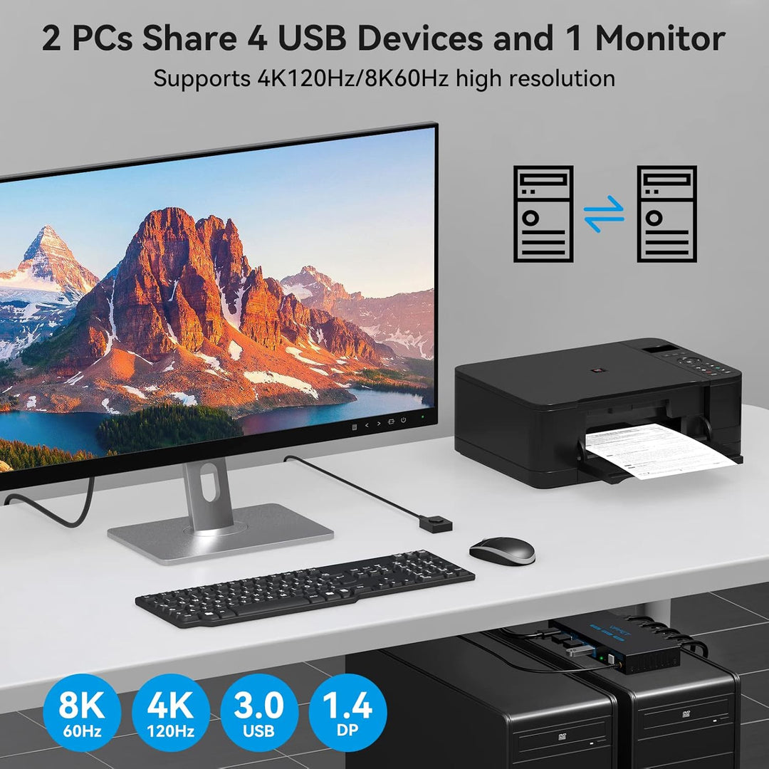 8K60Hz Displayport KVM Switch 2 PC 1 Monitore 4K@120Hz KVM-Switches für Zwei Computer Teilen Ein Mon