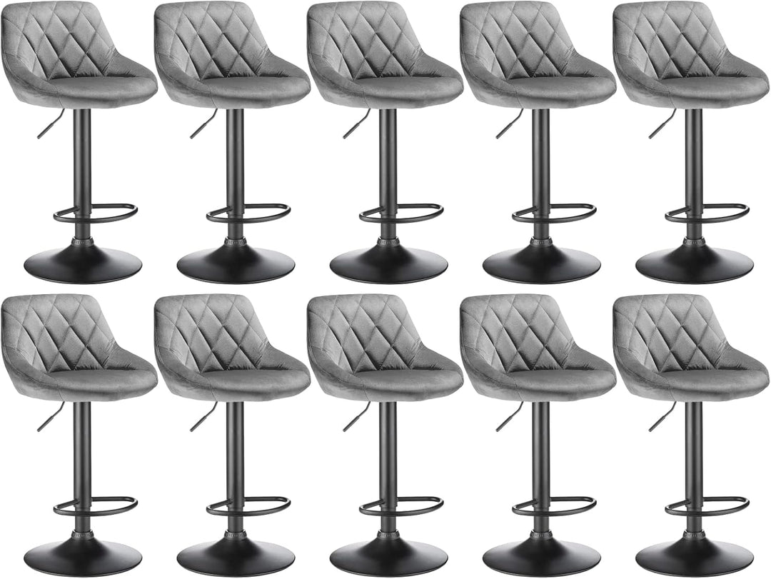 XUANYU 10er-Set Barhocker aus Samt Höhenverstellbare 63-83 cm Barstühle 360° Drehstuhl Küchenstühle