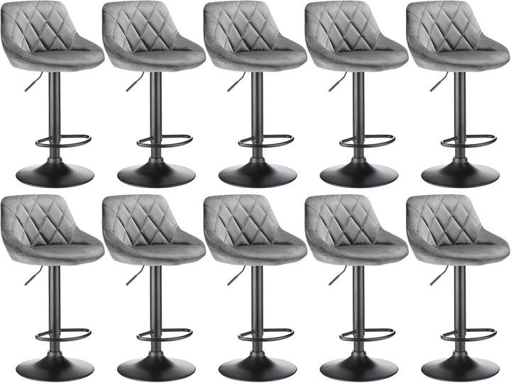 XUANYU 10er-Set Barhocker aus Samt Höhenverstellbare 63-83 cm Barstühle 360° Drehstuhl Küchenstühle