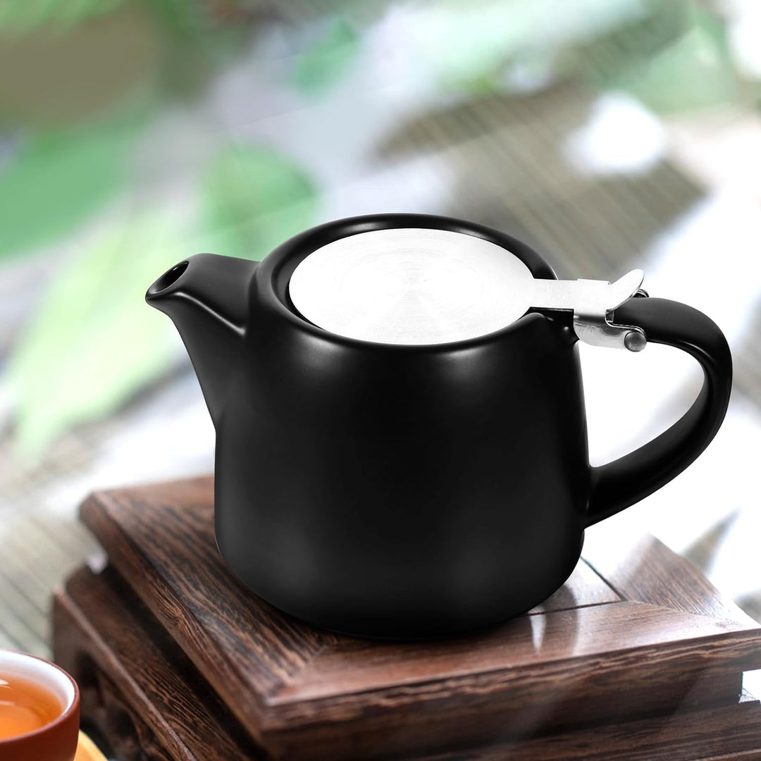 VILLCASE Keramik-Teekanne Mit Edelstahl-Teesieben 500 Ml Kleiner Keramik-Teekessel Für Lose Teeblätt