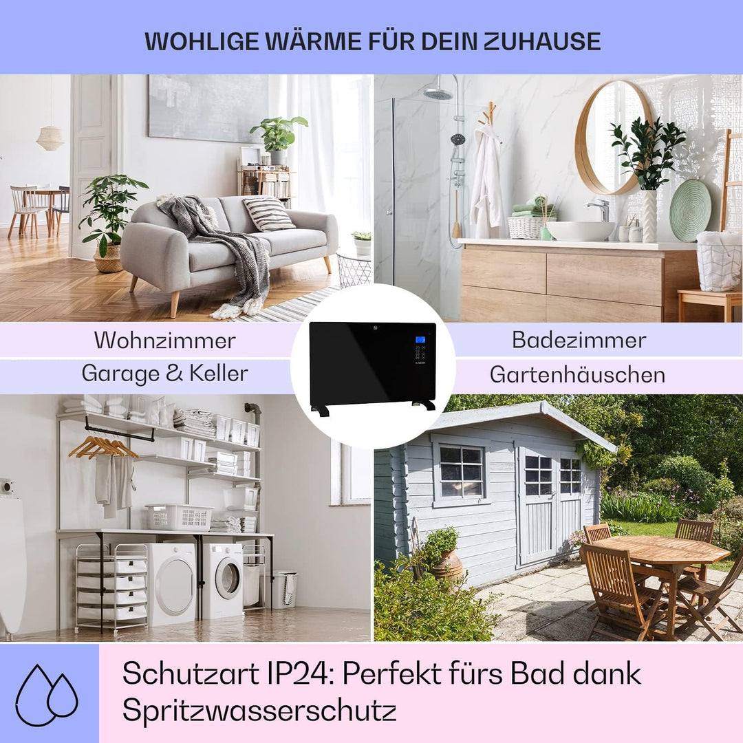 Klarstein Elektroheizung, Konvektor-Heizung mit, Mobile Elektroheizung Energiesparend, Leise Heizung