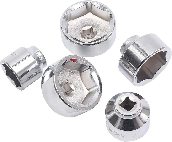 KATSU Ölfilter Schraubenschlüssel Satz 5 Stück, 3/8" Sechskantantrieb 24-38mm Ölfilter Steckschlüsse