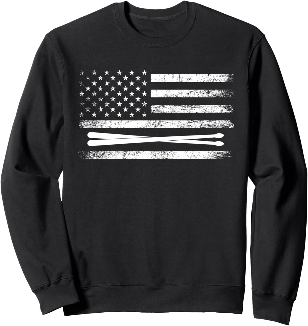 Musiker Schlagzeuger USA Flagge Drumsticks Schlagzeug Sweatshirt