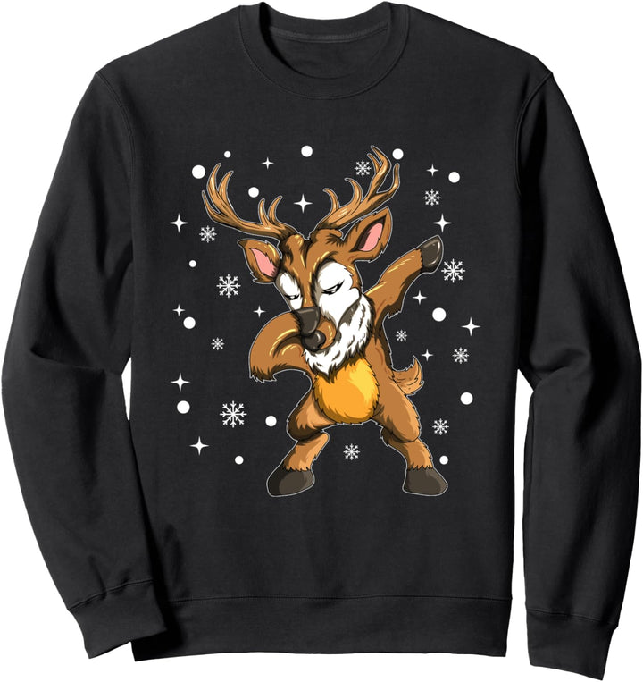 Elch Dabbing Design Winter X Mas Motiv Weihachten Schnee Eis Sweatshirt