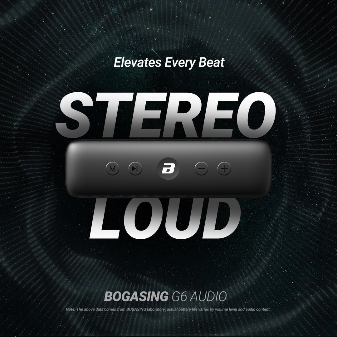 BOGASING G6 Tragbarer Bluetooth Lautsprecher, Lautsprecher Boxen Bluetooth mit 30W Stereo-Sound, 35h