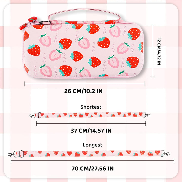 RHOTALL Strawberry Thema Tragetasche Set für Nintendo Switch OLED, süsses Zubehör Bundle für Switch