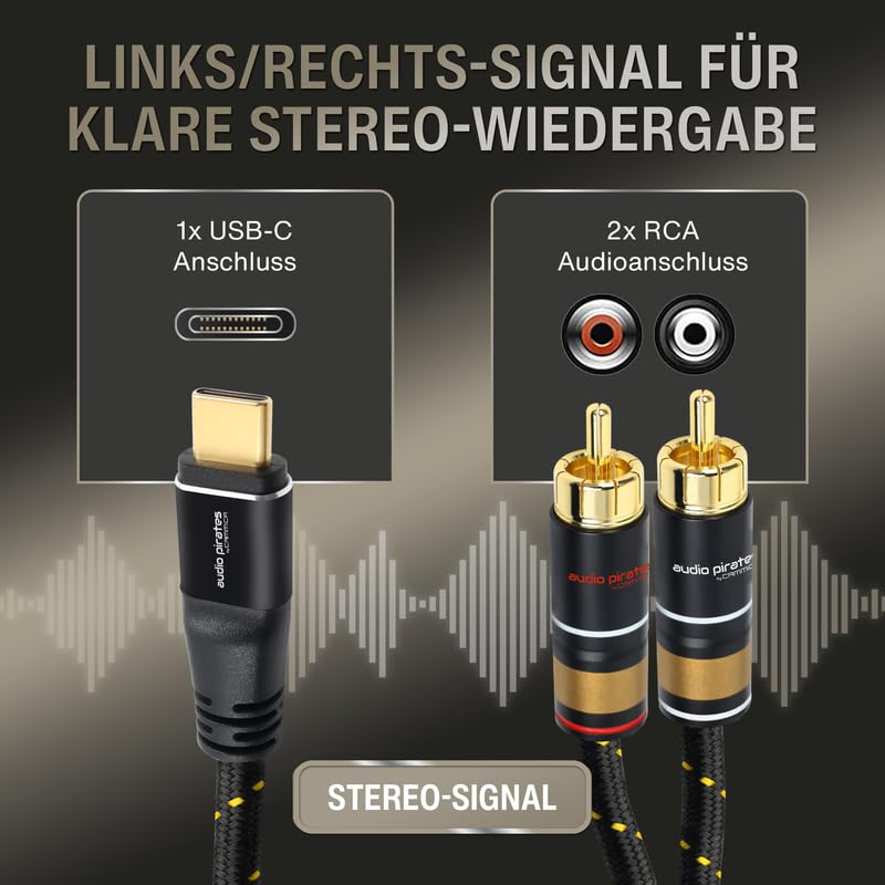 audio pirates by cammica USB-C auf 2x RCA Clinch Stecker, RCA-Kabel, Audio-Kabel | High-End Audiokab