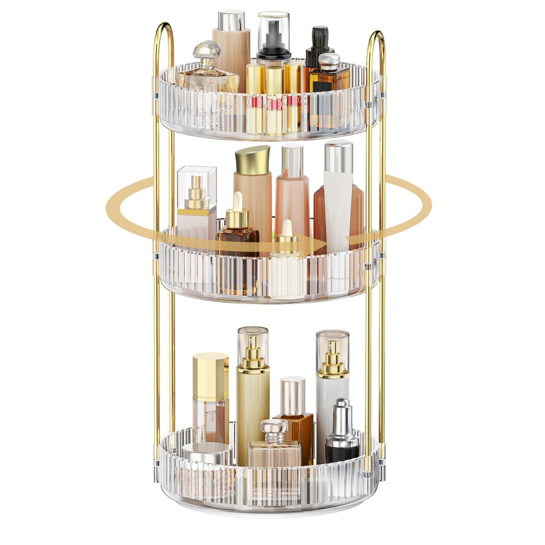 MOKANI Make Up Kosmetik Organizer, 360° Dreh Schmink Organizer, 3 Ebenen, Multifunctional Makeup Ski