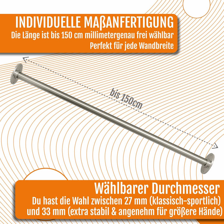 Klimmzugstange aus Edelstahl für Wandmontage robuste Reckstange für Klimmzüge, Calisthenics & Traini