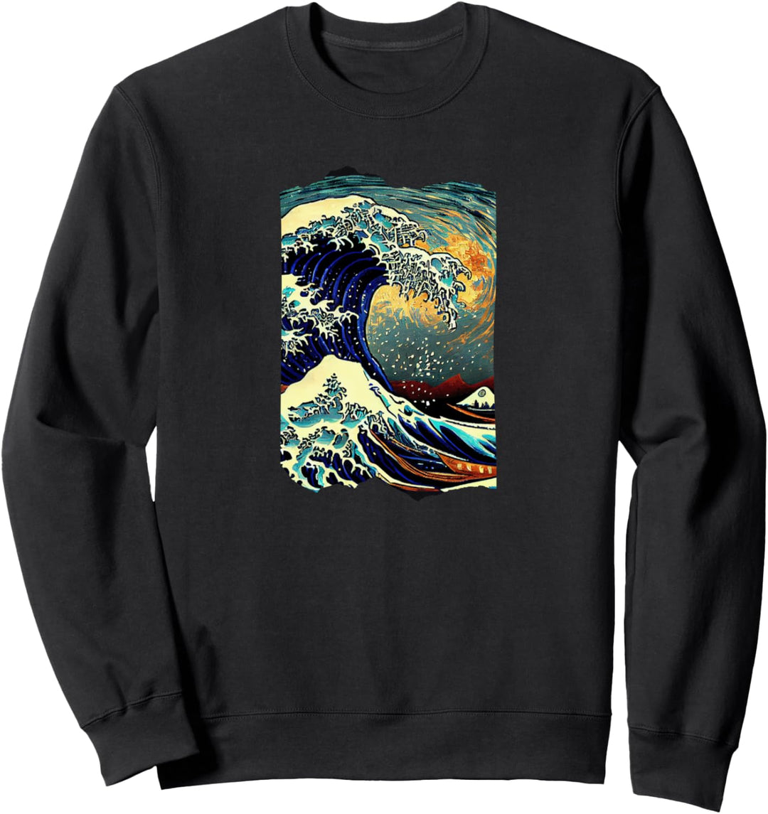 Great Wave Kanagawa Anime Manga Van Gogh Stil Sweatshirt