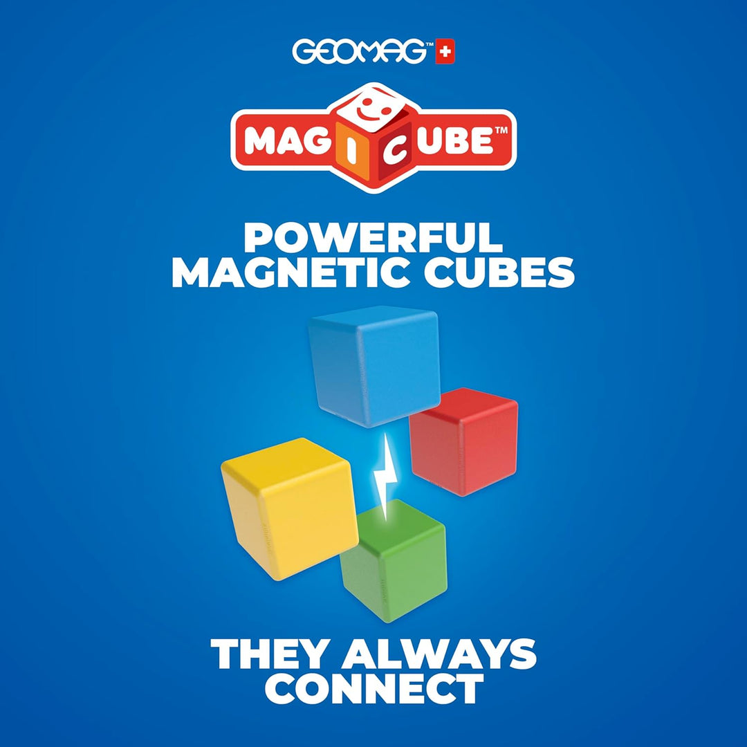 Geomag Magicube - 64 Würfel - Magnetisches Konstruktionsspielzeug für Kinder - Green Line - Lernspie
