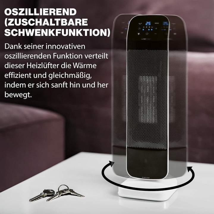 Clatronic Keramik-Heizlüfter HL 3763, Heizung und Ventilator, Elektroheizung für Badezimmer/Wohnmobi