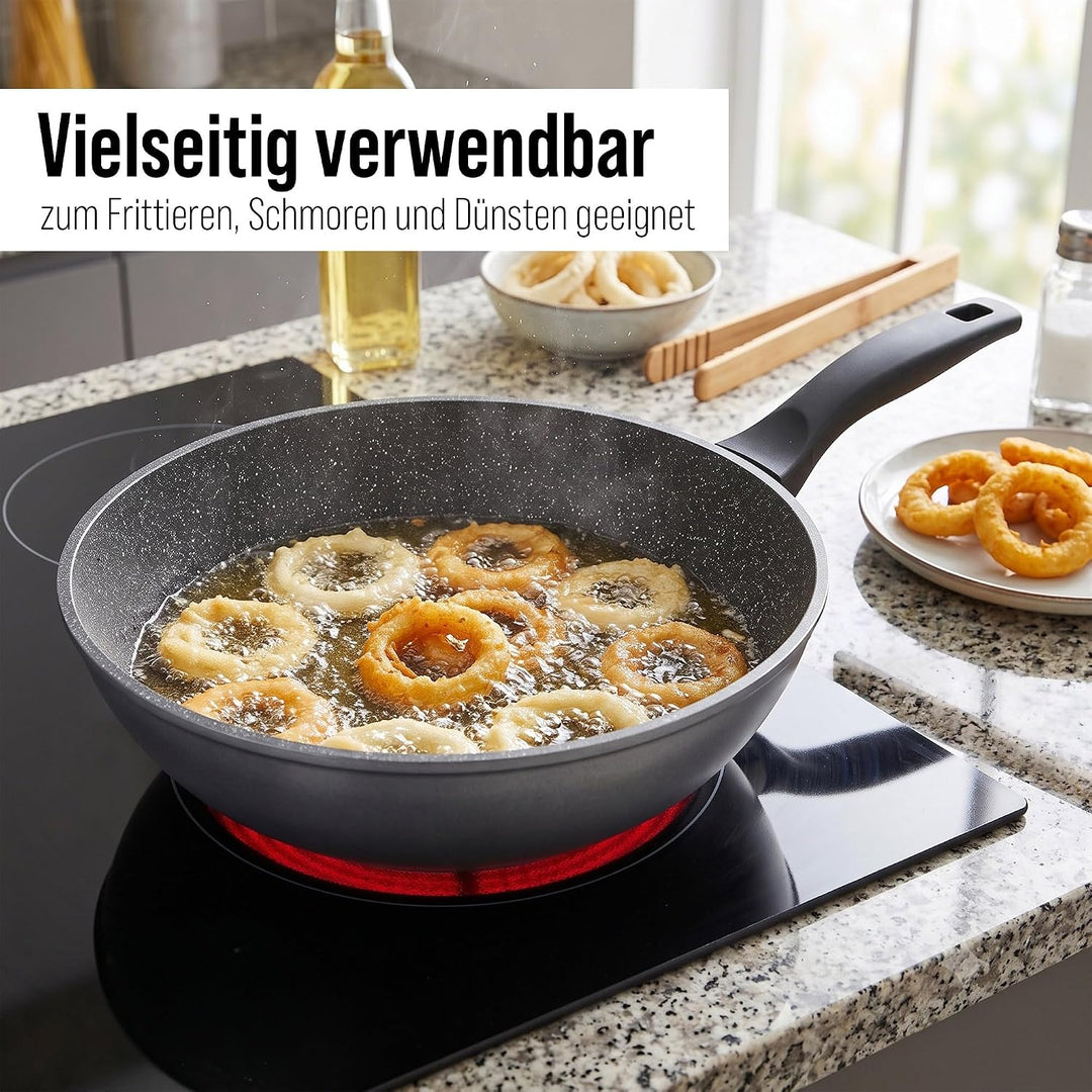 STONELINE Wok 30 cm, auch für öl- und fettfreies Braten, Wok Pfanne antihaft beschichtet mit echten