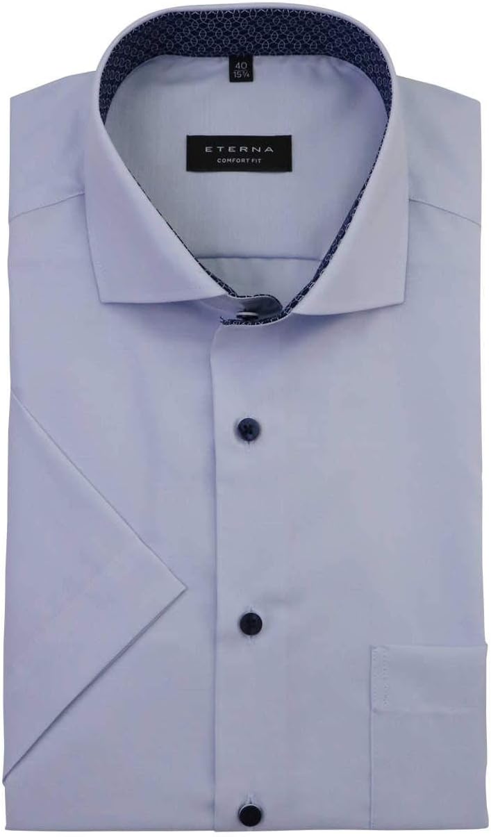 eterna Comfort Fit Hemd Halbarm Haifischkragen Cool Shirt Aqua Grösse 41