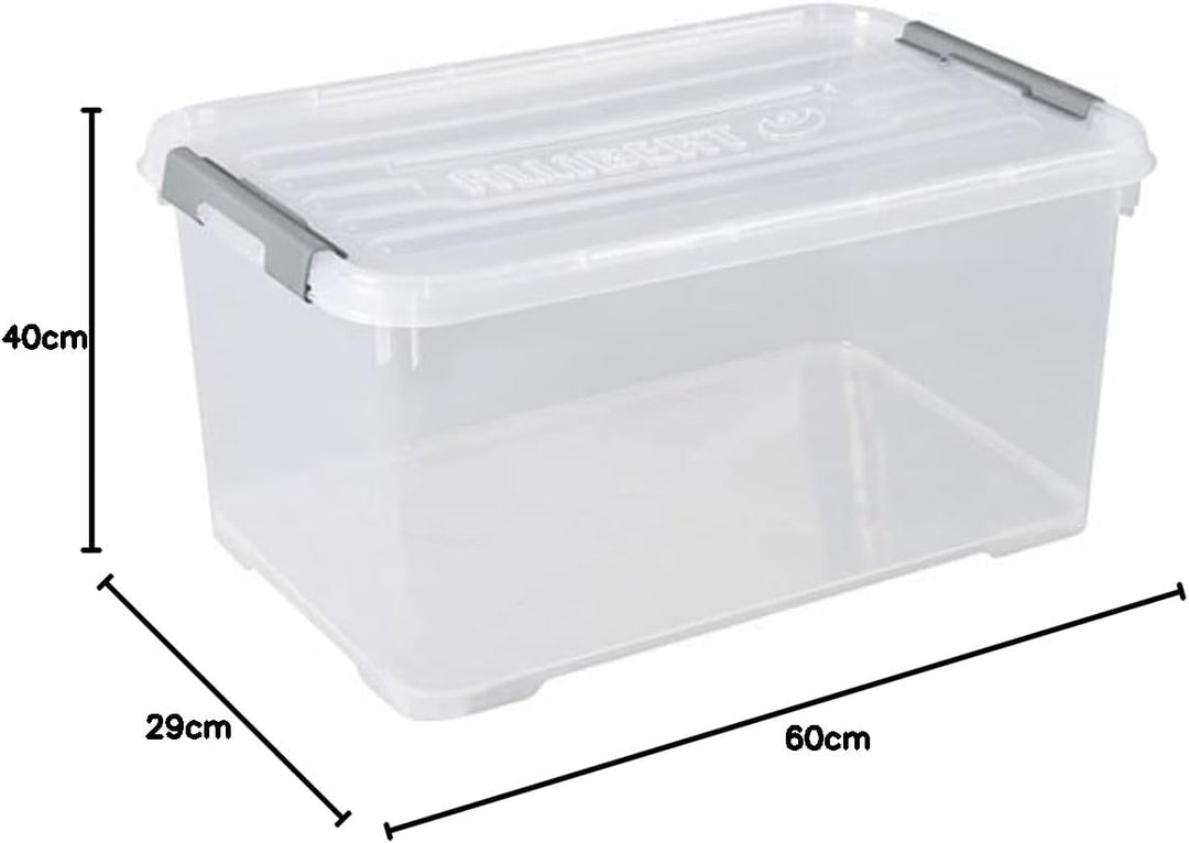 Allibert "praktischer Plus Aufbewahrungsbox mit Deckel, transparent/Silber, 50 Liter