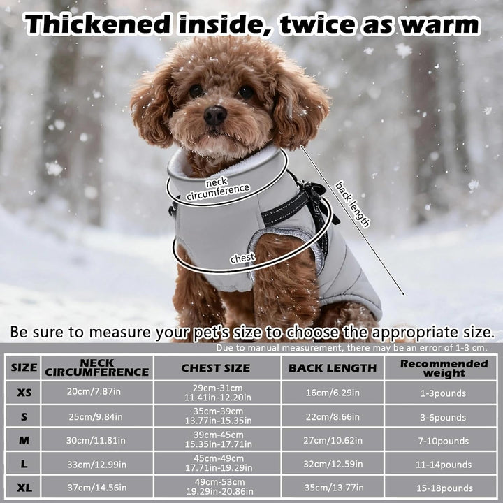 Hundemantel Winter mit Geschirr Einstellbar, ZoneYan Wasserdicht & Warm Hundemantel für Kleine Hunde