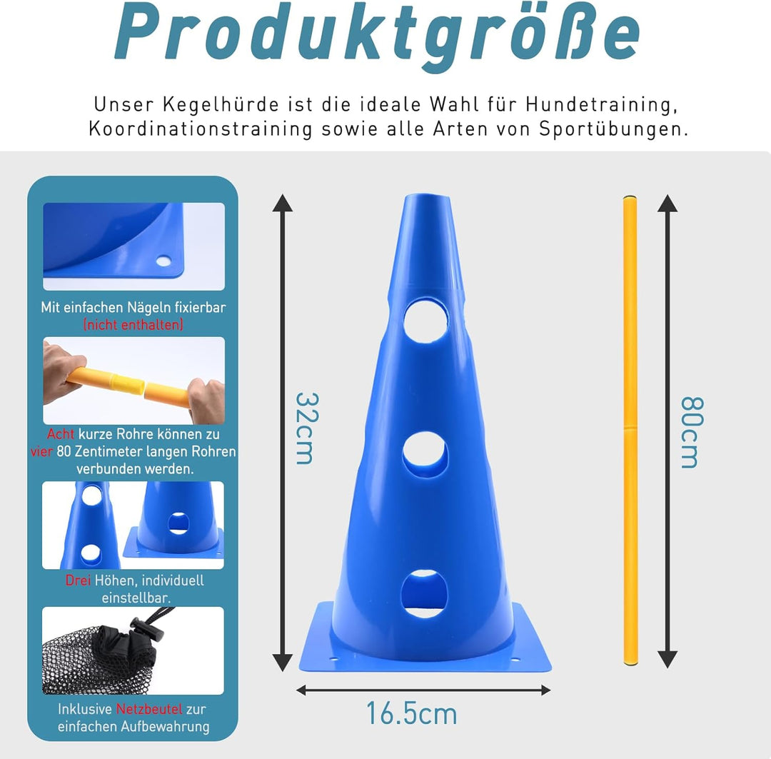 Agility Set Hunde Gross Cavaletti Hunde Steckhürdenset Kinder Hindernisse für Pferde Hundeparcours K