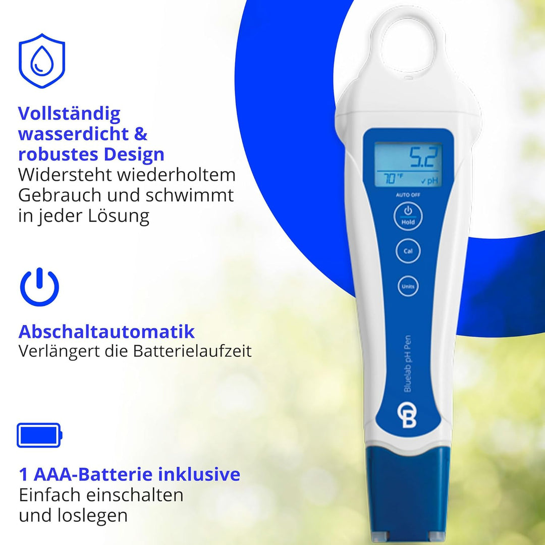 Bluelab pH Pen - Genau bis ±0,1 pH, langlebig, wasserdicht, schwimmfähig, schnell, stabil, Doppelson