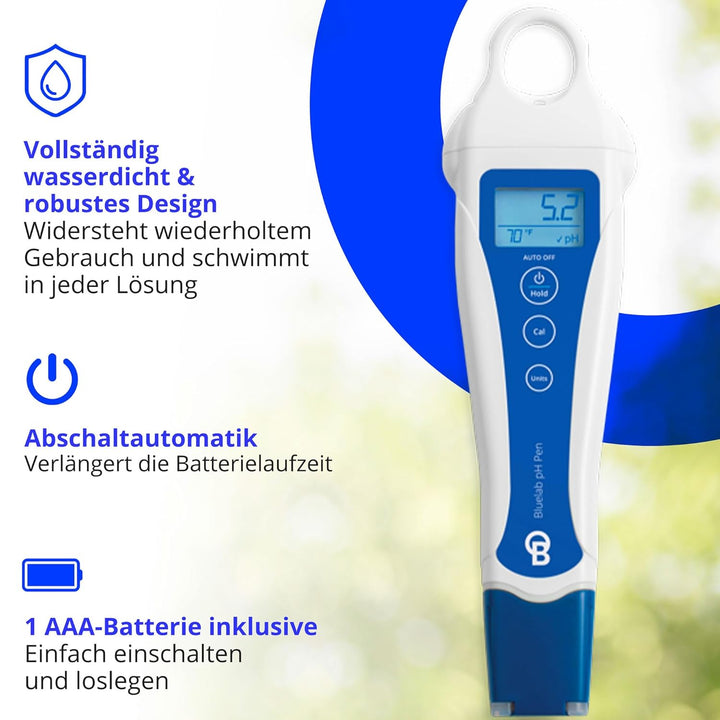 Bluelab pH Pen - Genau bis ±0,1 pH, langlebig, wasserdicht, schwimmfähig, schnell, stabil, Doppelson