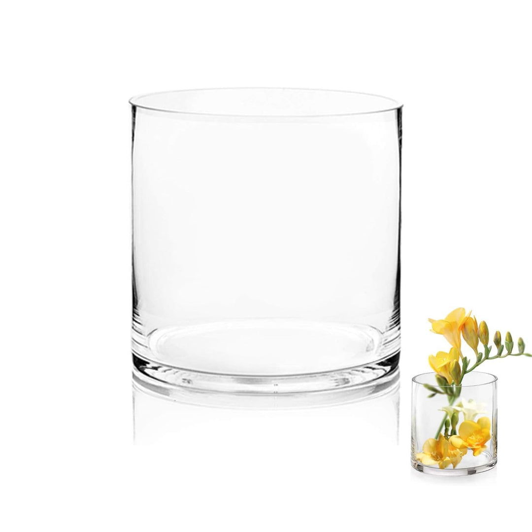 TSKDKIT Glas Blumenvase Modern Zylinder Vase, Handgemacht Kristall Vasen 15cmx15cm Kerzenhalter Glas
