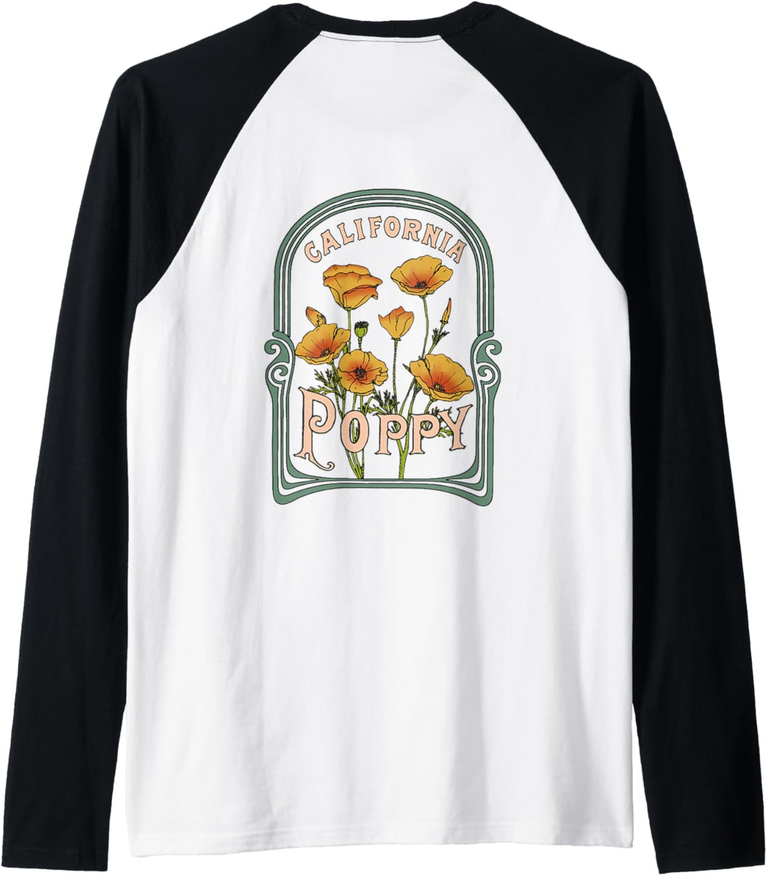 California Poppy Creative Outline and Picture Front & Back Raglan