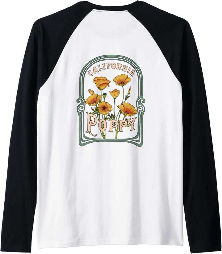 California Poppy Creative Outline and Picture Front & Back Raglan