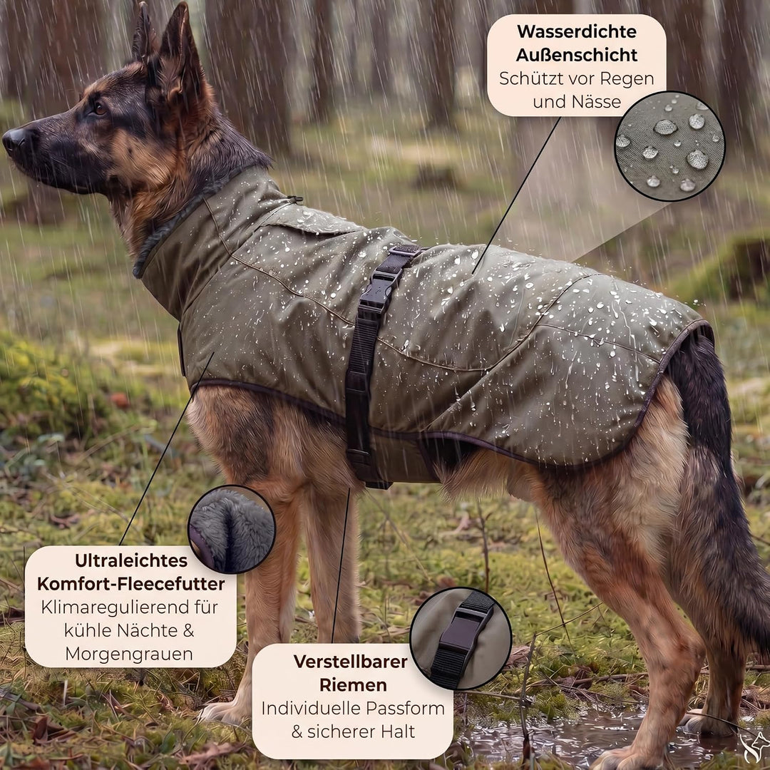 Regenmantel Hund wasserdicht mit Fleece-Futter – Hundemantel wasserdicht - Hundemantel warm - Regenm