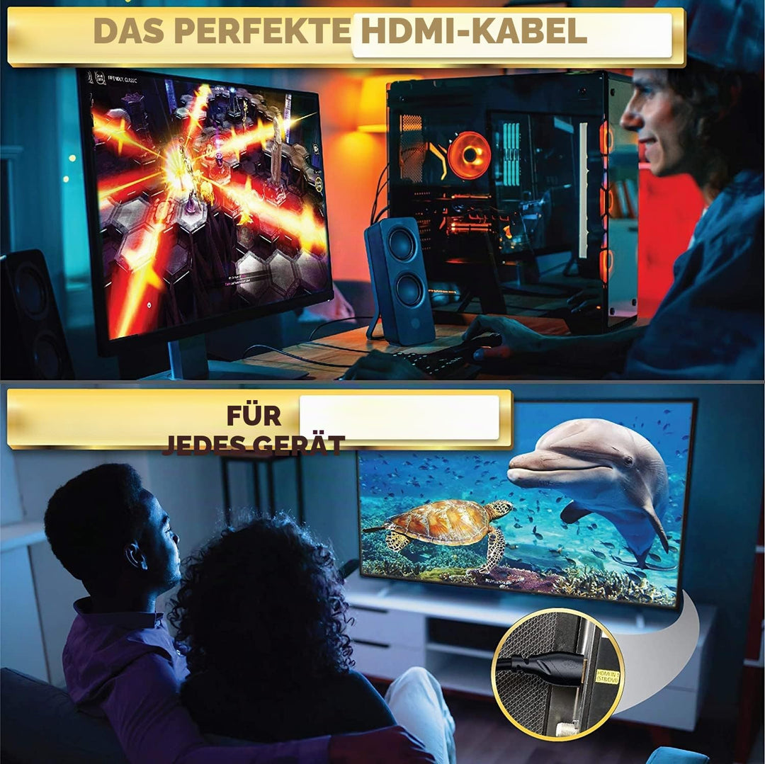 PowerBear 4K HDMI Kabel 3m | 2 Packung,18Gbps HDMI Kabel, geflochtenes Nylon & Goldstecker, 4K @ 60H